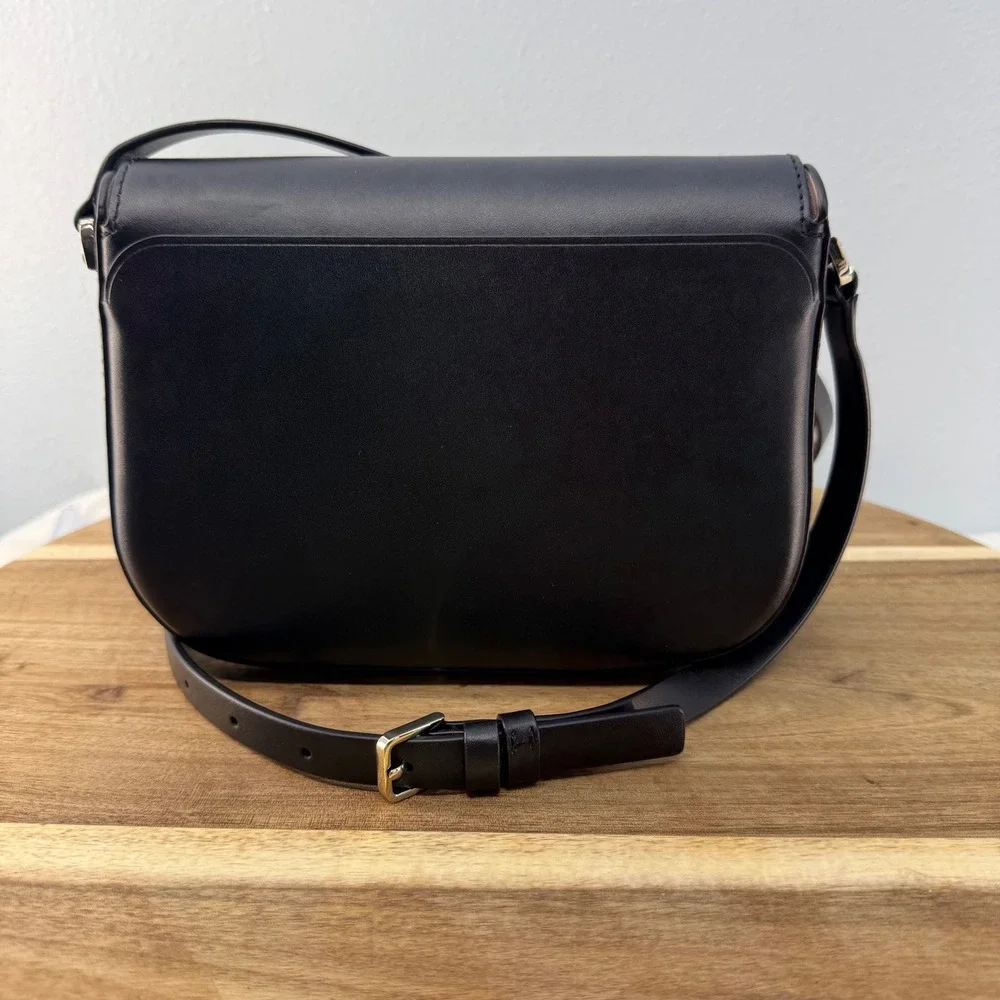Kate Spade New York Nadine Medium Flap Shoulder Bag Black Leather Crossbody Pink
